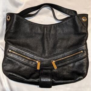 Michael Kors JAMESPORT Convertible Shoulder Bag Handbag Black Pebbled Leather
